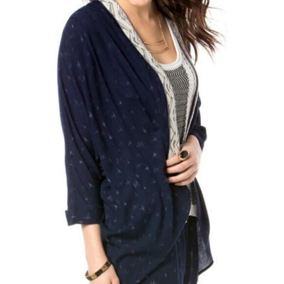 NWT Miss Me Blue & White Bohemian Lace Back Cardigan (S) - Picture 2 of 7